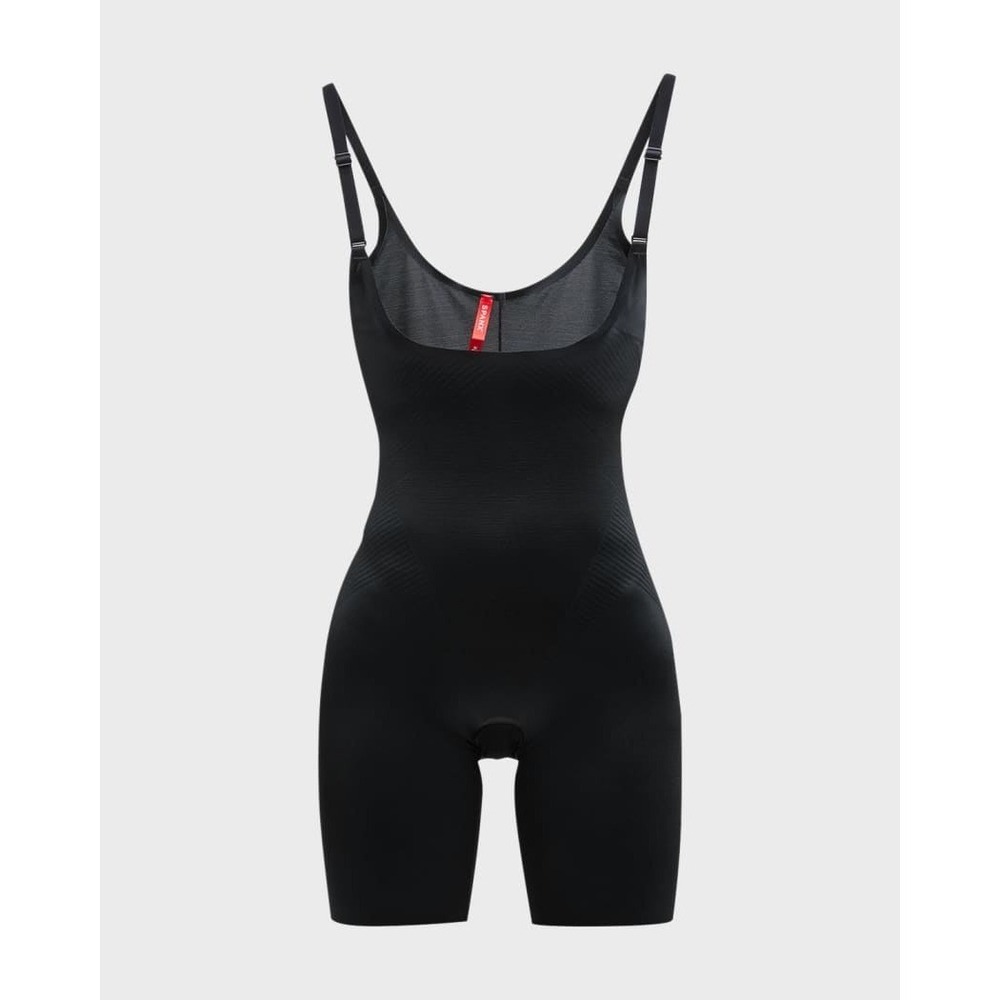 Spanx OnCore Open-Bust Mid Thigh Bodysuit Women Sz Small Black Shapewear‎ Formal